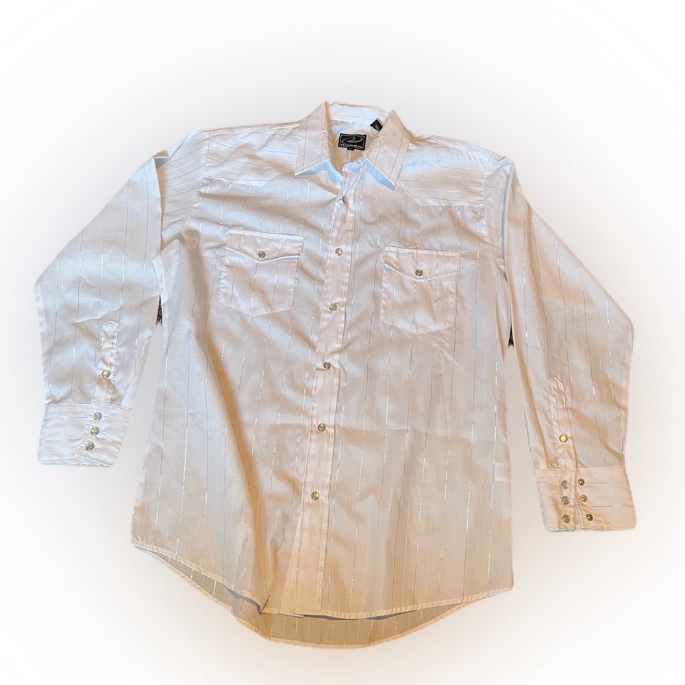 Roper Large White Striped Pearl Snap Western Shirt